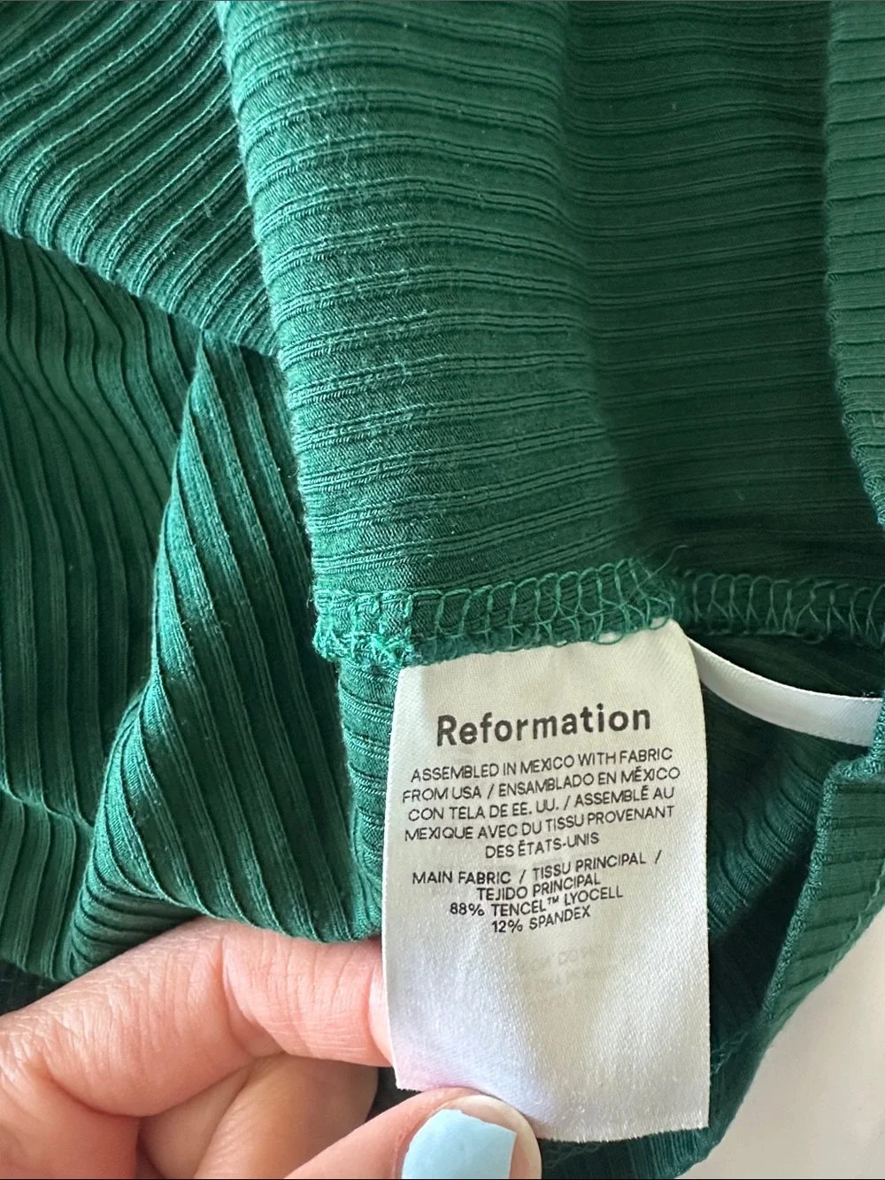 Reformation Emerald Ribbed Square-Neck Tank - Picture 3 of 4